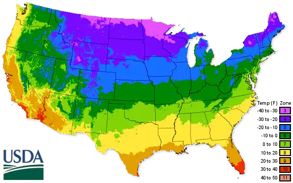 USDA Zones Map